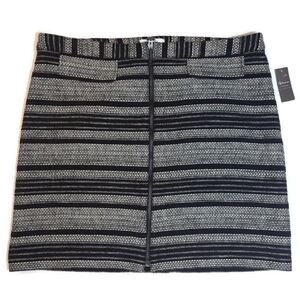 3/$20 NEW Reitmans Striped Tweed Mini Pencil Skirt Zippered Front Flap Pockets